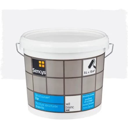 Sencys Structuurverf Fijn Mat Wit 5l