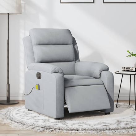 vidaXL - Massagestoel - elektrisch - verstelbaar - stof - lichtgrijs