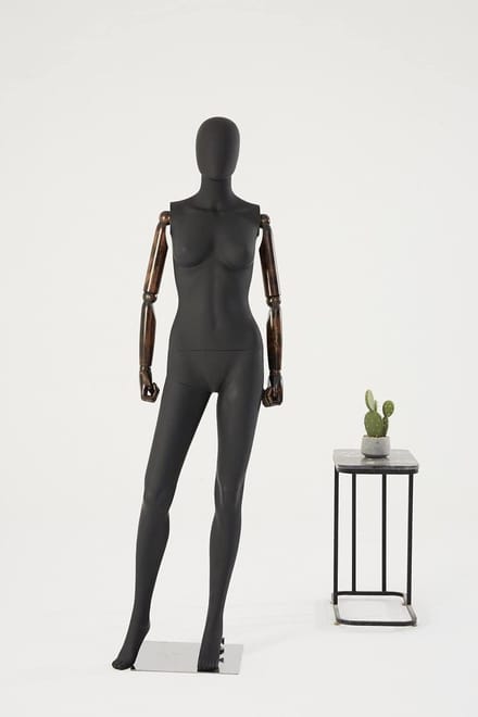 Abstracte Etalagepop - Kleding Display - Kleding Presenteren - Verstelbare Houten Ledematen - 170 cm - Mat Zwart