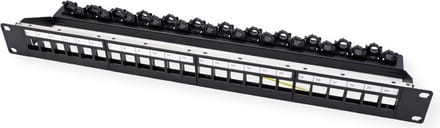 ROLINE 19" keystone module rack, leeg, 24P. afgeschermd , Clip bevestiging, zwart