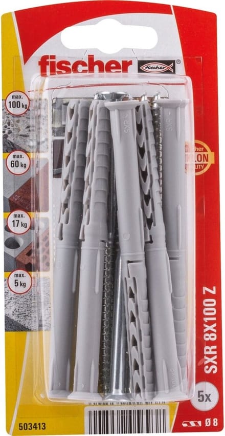 Fischer Constructieplug Sxr Nylon - Diam. 8x100mm - 5 Stuks