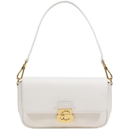 COCCINELLE Leren schoudertas handtas C-Me Handbag Grained Leather Pearl crème