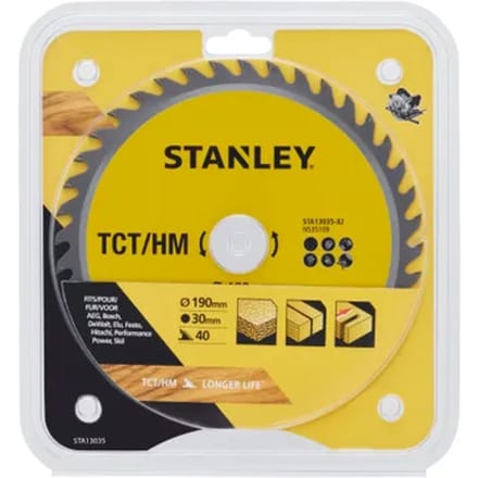 Stanley Cirkelzaagblad Hout - 190mm - 40t Fijn - Hardmetaal