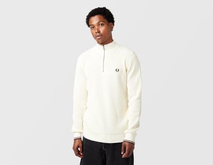 Fred Perry Waffle Stitch Zip Fleece, wit