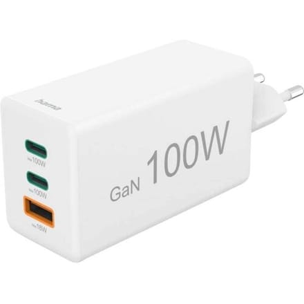 Hama USB-oplader 100.00 W Quick Charge 3.0, USB PD, Quick Charge 2.0 Wit Mobiel USB Power Delivery (USB-PD), Qualcomm Quick Charge 2.0, GaN,