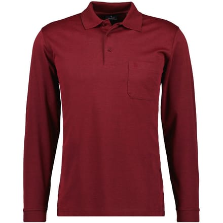Ragman Softknit Polo Longsleeve Uni Breast Pocket Rood / male