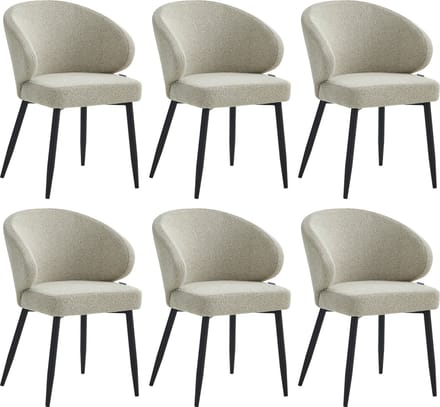 Colenis® - Ruby Eetkamerstoel - Set Van 6 – Beige – Bouclé - Design