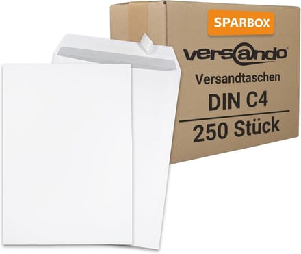 250x C4 Enveloppen Wit Zonder Venster - Zelfklevend - Geschikt voor A4 Documenten