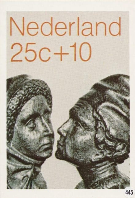 Briefkaart met afbeelding Joachim en Anna postzegel