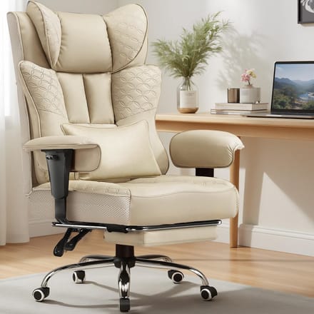 GTPLAYER - Gaming Stoel - 150° Verstelbaar met Voetensteun en PU - Beige
