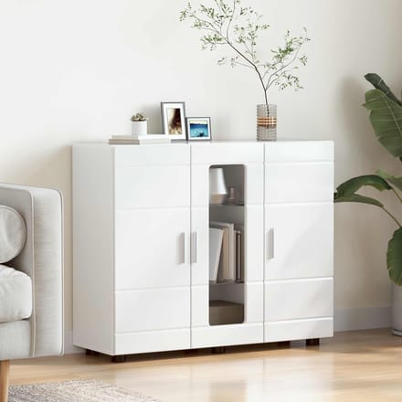Meuble en bois blanc haute brillance 88,5 x 30,5 x 73 cm Panneau de particules