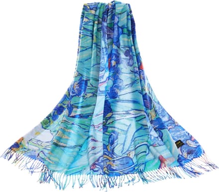 Sjaal - Pashmina - Kunst - Iris - Vincent van Gogh - 70 x 200 cm met 10 cm franje