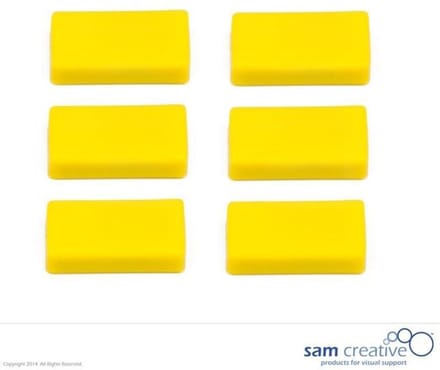 Sam Creative Whiteboard Magneten - Rechthoekig - 12x24 mm - Geel - 6 stuks