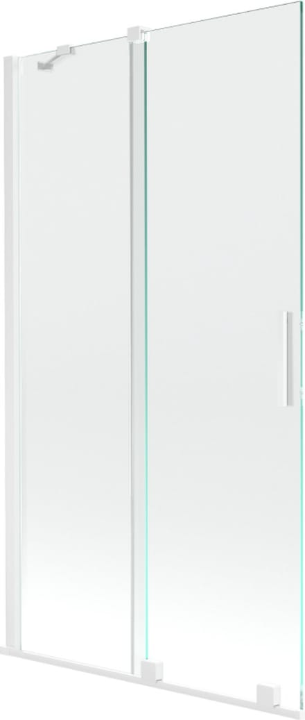 Mexen Velar badwand tweevleugelig schuifbaar 100 x 150 , transparant, wit - 896-100-000-01-20