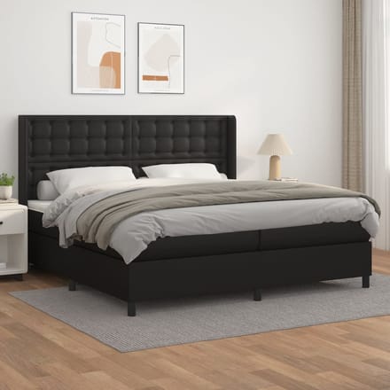 vidaXL - Boxspring - met - matras - kunstleer - zwart - 200x200 - cm