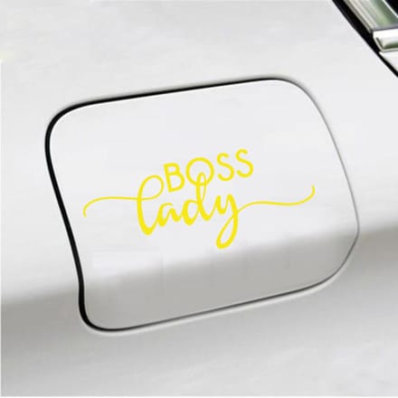Bumpersticker - Boss Lady - 6 X 14,8 - Geel