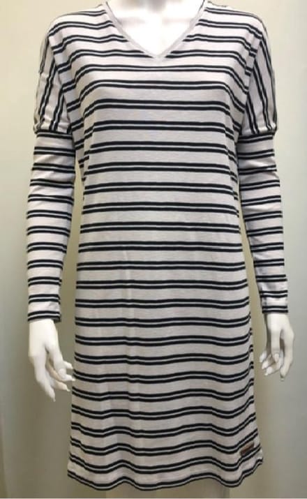 Moscow Off-White/ Zwart - Dress/ Jurk- Maat L