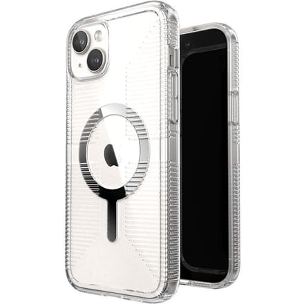 Speck Gemshell Grip + MagSafe - Case for iPhone 15 Plus / iPhone 14 Plus - Clear / Chrome Finish