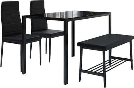 Vicco Grand Eettafelset – 120 x 70 cm 4-delige set Zwart