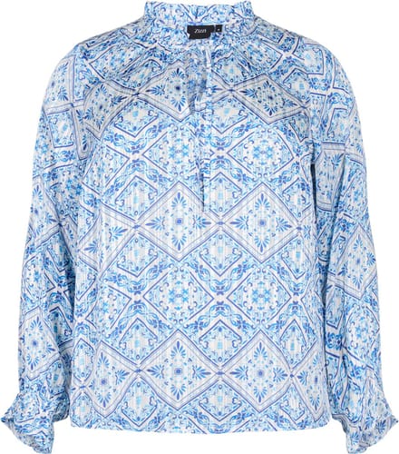 ZIZZI MLUCY L/S BLOUSE Dames Blouse - Beige - Maat M (46-48)