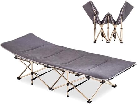 Opklapbed met matras - Reisbed Slaapbank - Comfortabel rusten - Compact en draagbaar - 185 x 67 cm - Grijs
