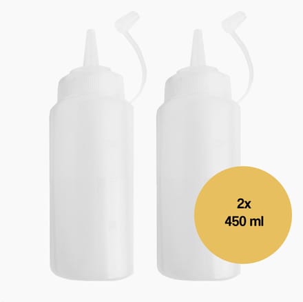 DIVERZA Doseerfles 2 stuks – Knijpfles – Sausfles - Garnering, saus, beslag – 450ML