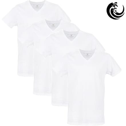 Vinnie-G Heren T-shirts V-hals Wit 4-pack – Basic Ondershirts Heren – Katoen Stretch – Maat S