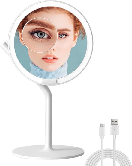 Oplaadbare LED Make-up Spiegel met 5X Vergroting en Dimbare Helderheid