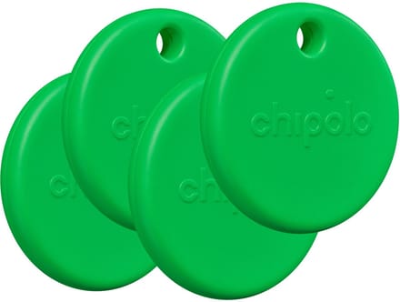 Chipolo POP - Bluetooth Tracker & KeyFinder - Werkt met Apple Find My & Android Find My Device - Tracker Apple iPhone & Android - 120 dB - Groen - 4 Pack