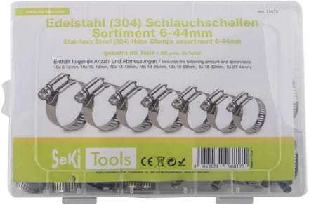 Seki Assortiment slangklemmen 6 - 44 mm 60 stuks