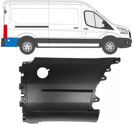 Zijlijst sierlijst achterspatbord voor Ford Transit 2014- / Rechts