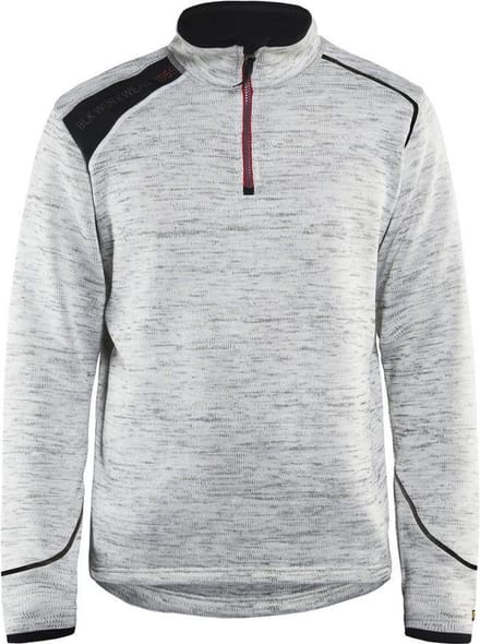 Blåkläder 4943-2117 Gebreid Sweatshirt 1/2 rits Grijs melange/rood maat S