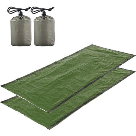 2 STUKS nooddeken met compressiezak Draagbare lichtgewicht noodslaapzak voor groen