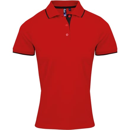 Premier Dames/dames Contrast Coolchecker Poloshirt (Rood/zwart)