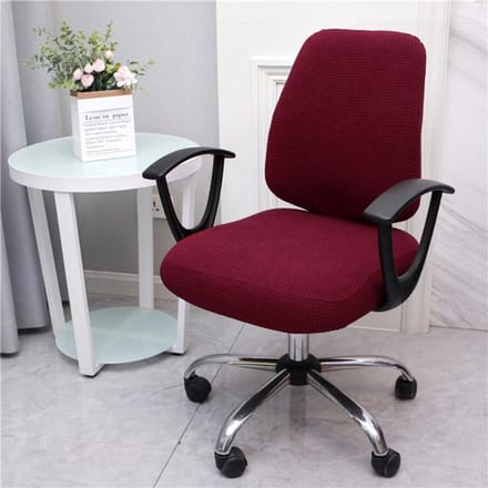 Jacquard Bureaustoelhoes Sectioneel Elastisch Computerstoelhoezen Stretch Wasbaar Afneembaar Draaibaar Lift Zitting Slipcovers 1 set bordeaux