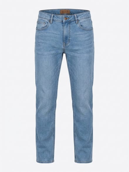 OMBRE Broek - Slim Fit - Katoen - Rits Licht Indigo L