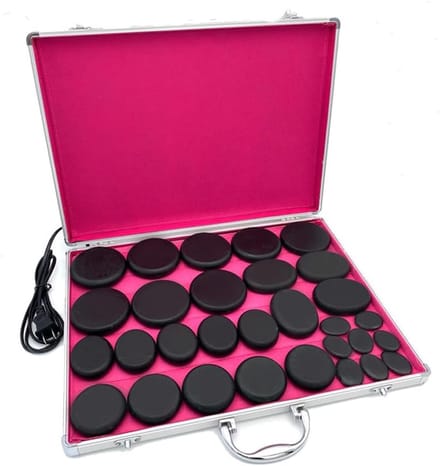Warme Massagestenen - Basaltstenen Set - Ontspanningsmassage - Draagbare Verwarming - 30 Stuks