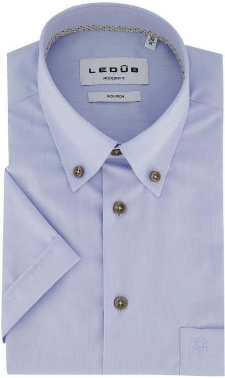 Strijkvrij overhemd lichtblauw Ledub Modern Fit button-down collar