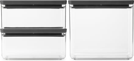 Brabantia Tasty+ Voorraadbussen - Stapelbaar - 1,5 + 1,5 + 3,5 l - Dark Grey