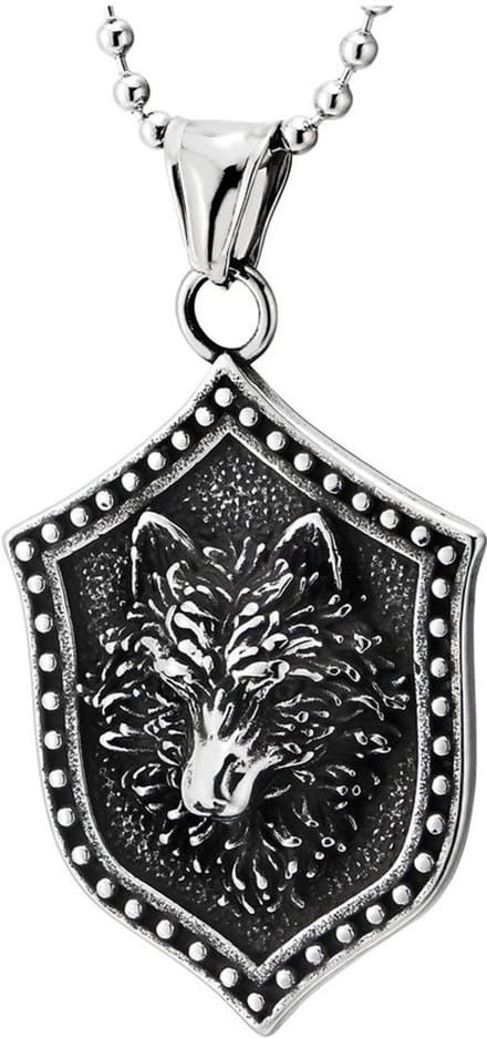 Allecto - Vintage Viking-wolfskop - Heren halsketting - Robuuste