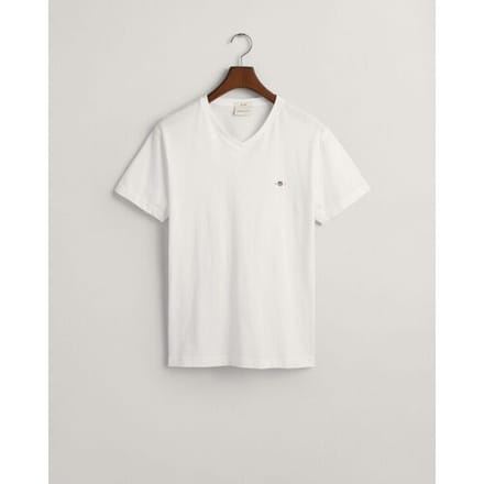 Gant T-Shirt Fine Shield Embroidery Uni V-Neck Wit / male