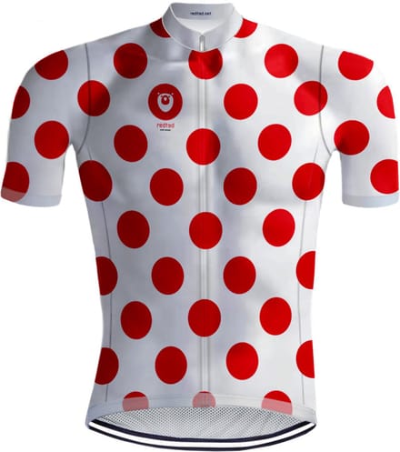 Retro Wielershirt Bolletjestrui Rood/Wit - REDTED - 5XL