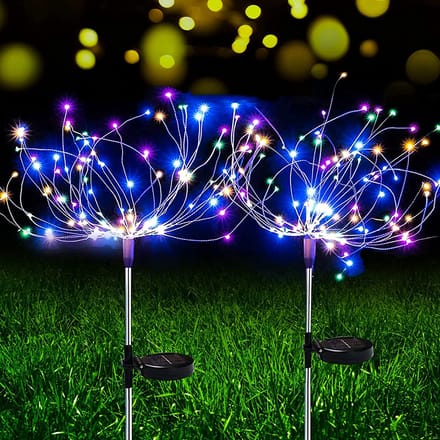 2-Pack Vuurwerkverlichting voor Buiten - Zonne-energie & Waterdicht - Colorful