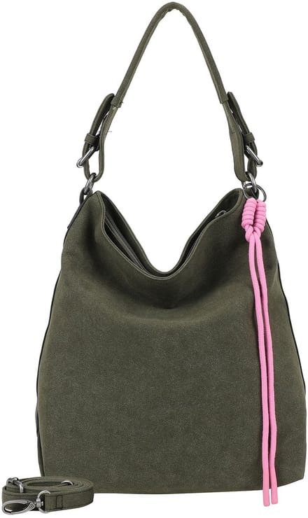 Fritzi aus Preußen schoudertas Bitzi01 Suede Jacky Hobo Bag Dark Olive donkergroen