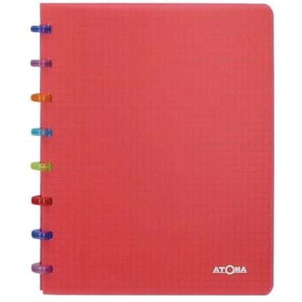 Atoma Tutti Frutti schrift - A5 - 144 bladzijden - commercieel geruit - transparant rood
