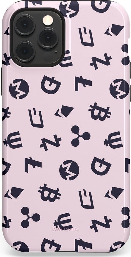 Casetastic hoesje geschikt voor Apple iPhone 12 / Apple iPhone 12 Pro - MagSafe - Dubbellaagse bescherming - Crypto flow - Fashion Case - Lichtgrijs Donkergrijs Wit