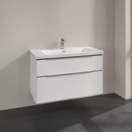 Villeroy & Boch Subway 3.0 vanity unit 97.3 cm, 2 drawers, handles glossy C57000VE