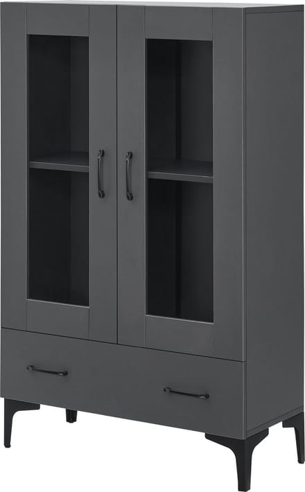 Vitrinekast Søndersø 115x70x31 cm donkergrijs [en.casa]
