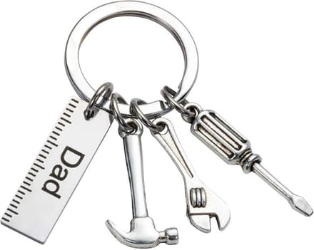Fako Bijoux - Sleutelhanger Dad - Gereedschap - Tools - Sleutelring Tekst - Cadeau - Geschenk - Zilverkleurig