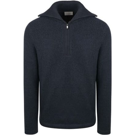 Suitable Deep Zip Pullover Boiled Wool Donkerblauw (navy) - Maat XXL - Heren - Schipperstrui - Schipperstrui met rits - Volwassen mannen